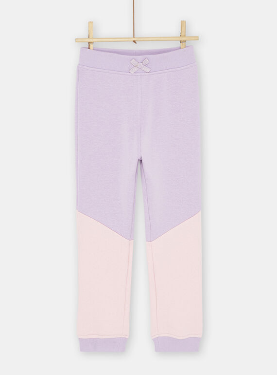 Pantalón de chándal malva color block para niña SAJOBAJOG2 / 23W901B3JGB328