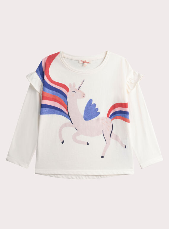Camiseta con volantes en las mangas color crudo WAKATEE1 / 25S90131TML001