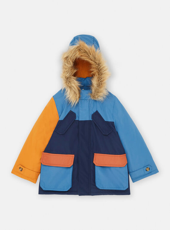 Parka naranja y azul con capucha SOGROPAR1 / 23W902C1PARC226