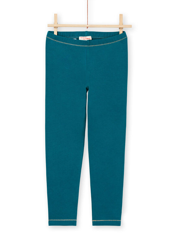 Leggings de color turquesa con detalles dorados para niña MYAJOLEG4 / 21WI0114CAL714