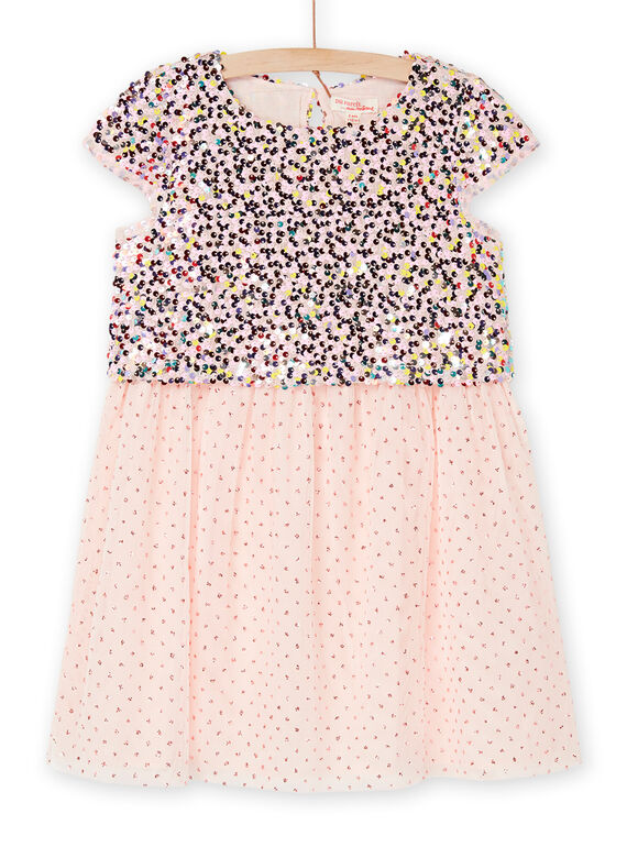 Vestido rosa de lentejuelas y tul RABUROB2 / 23S90142ROB307