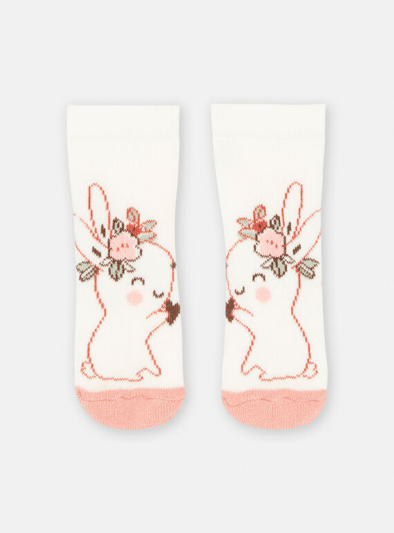 Calcetines de color blanco y rosa para bebé niña SOU2CHO1 / 23WF4021SOQA001