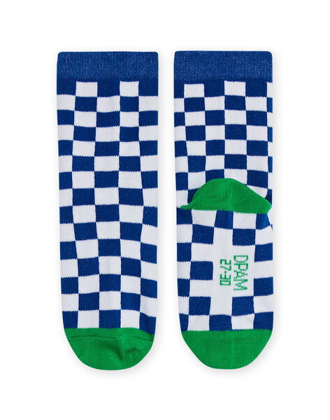 Calcetines de color azul inglés, blanco y verde de cuadros, para niño NYOGACHO1 / 22SI02O2SOQ702