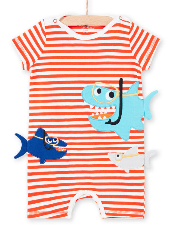 Pelele blanco de rayas con estampado de tiburones para bebé niño LEGAGREQUI / 21SH14C2GRE509