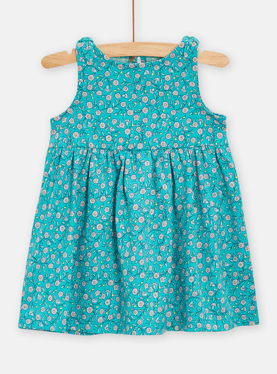 Vestido turquesa con estampado de flores para bebé niña TIPLAROB3 / 24SG09S1ROB707