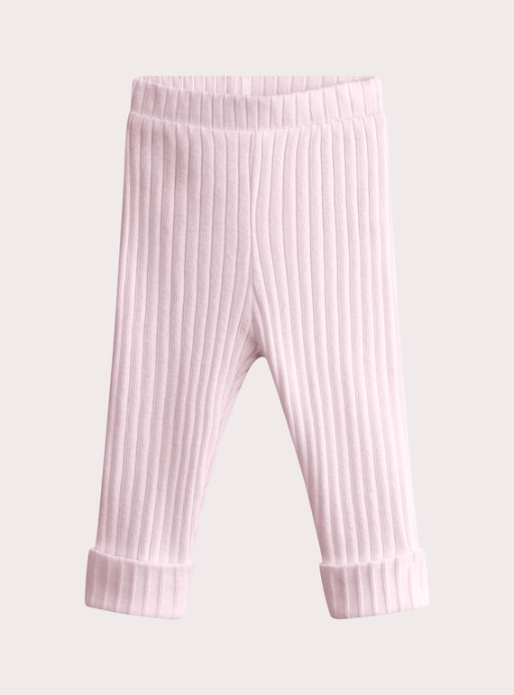 Leggings de canalé rosa para niña  WYIJOLEG2 / 25SI09I2CAL307