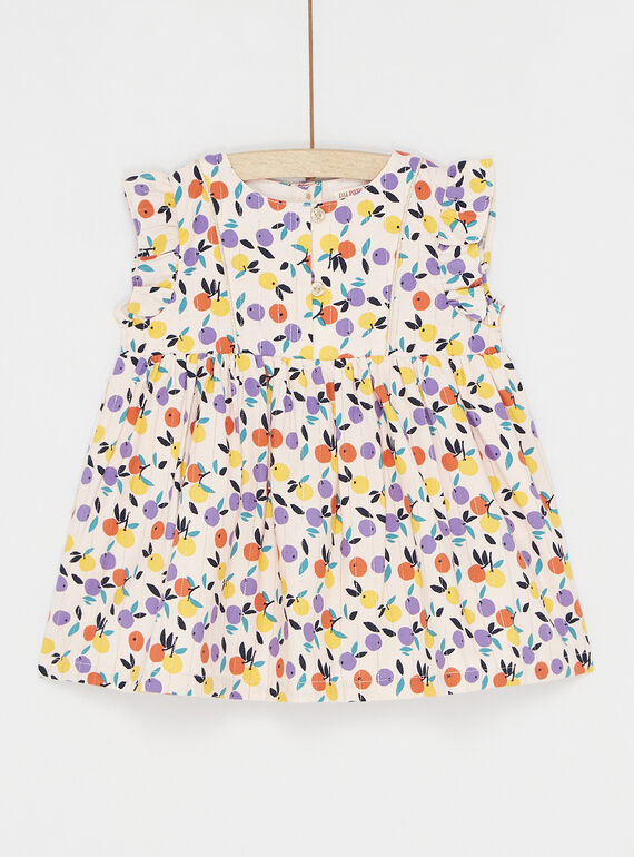 Vestido rosa pastel con estampado de frutas 