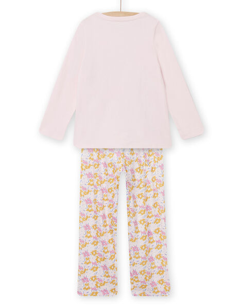 Pijama de camiseta y pantalón rosa con estampado de perros y estampado floral para niña NEFAPYJDOG / 22SH11G3PYJD326