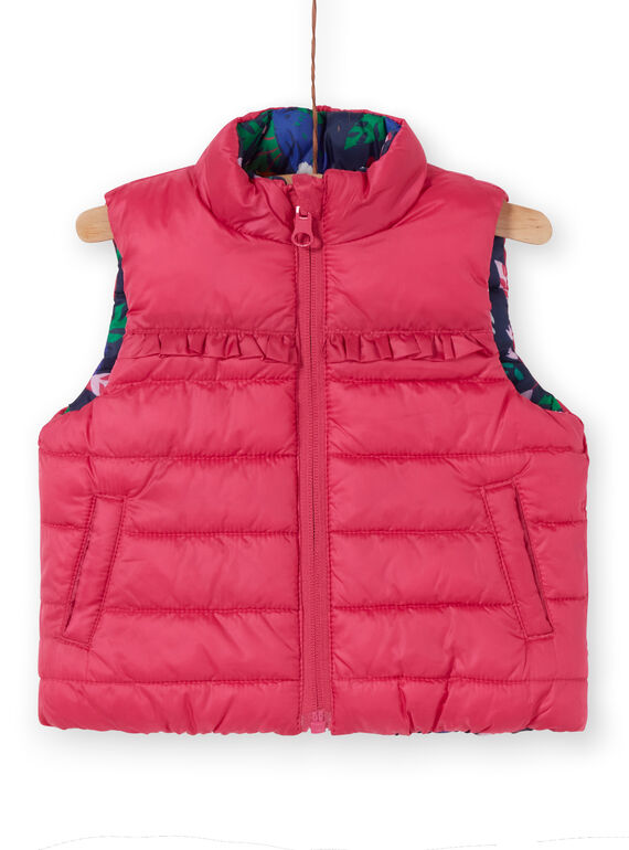 Anorak reversible sin mangas de color rosa oscuro y azul marino para bebé niña LIFOUDOUNEX / 21SG09R2PAR070