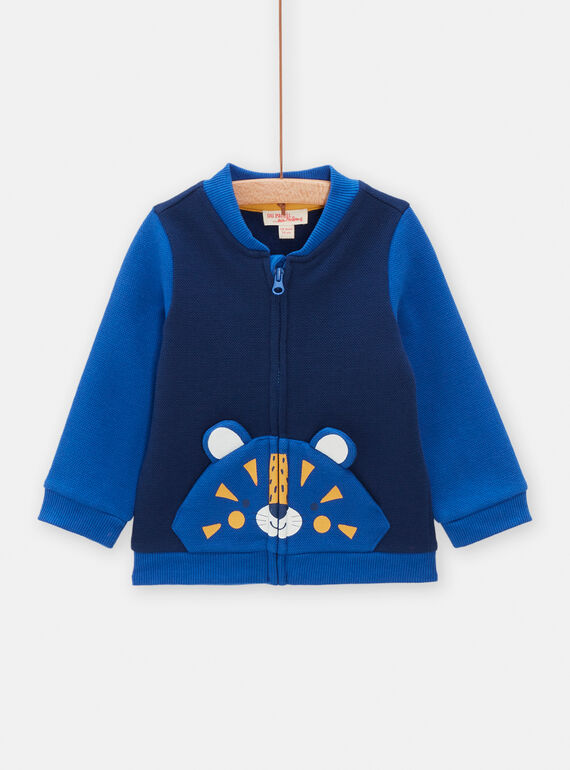 Cárdigan azul estilo teddy con estampado de tigre para bebé niño TUJOGIL1 / 24SG1081GILC214