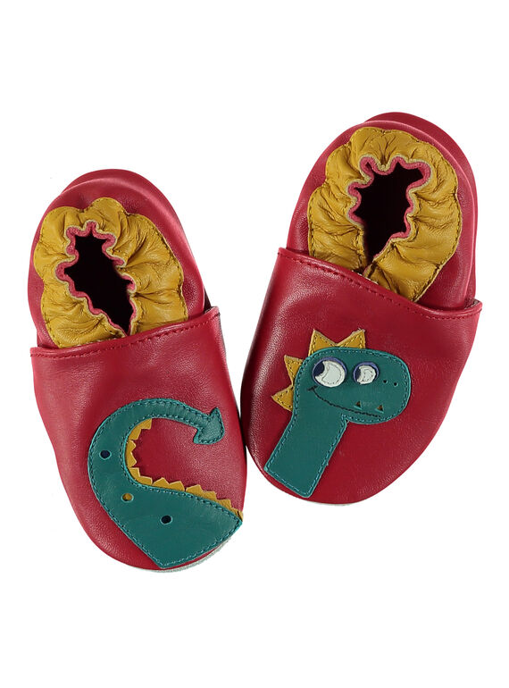 Zapatillas de casa de piel flexible de color rojo para bebé niño GNGDRAGON / 19WK38Z3D3S050