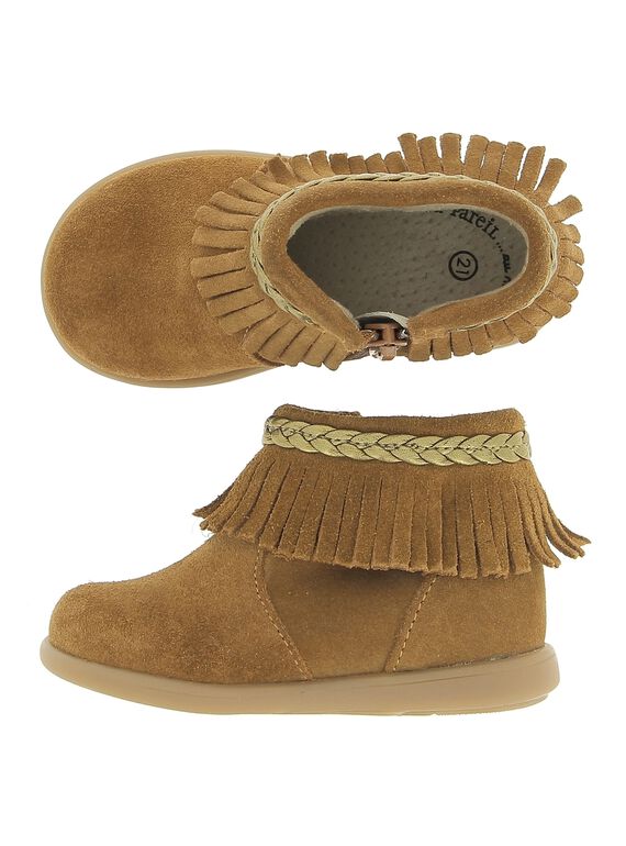 Baby girls' leather boots DBFBOOTIND / 18WK37T2D0D804