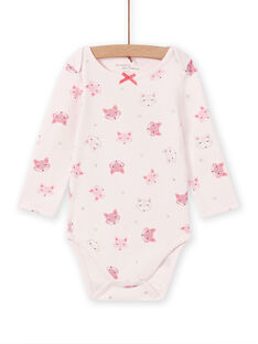 Body de manga larga rosa con estampado de zorro para bebé niña MEFIBODTET / 21WH13C1BDL632