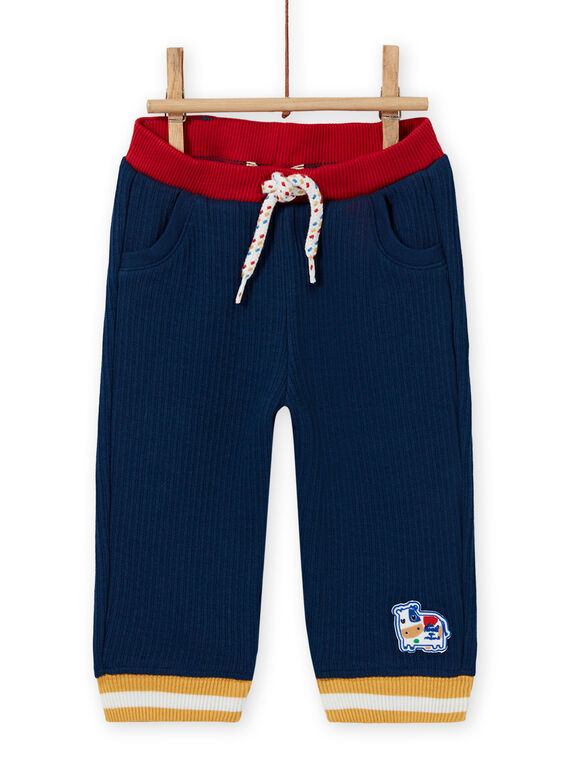 Pantalón de color azul noche con detalles en contraste para bebé niño MUMIXPAN1 / 21WG10J2PAN713