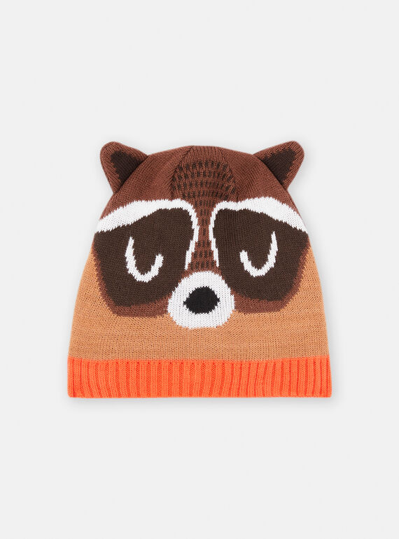 Gorro de color sepia con estampado de mapache para niño SYOGROBON7 / 23WI02O2BONI814