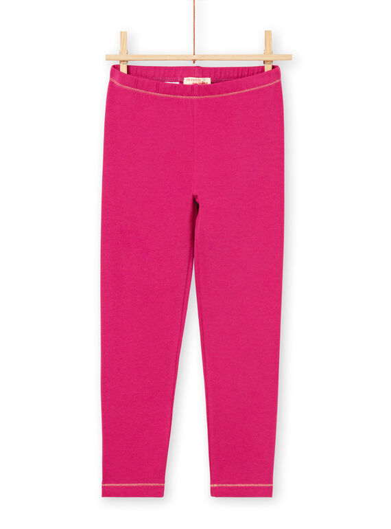 Leggings de color rosa oscuro con detalles dorados para niña MYAJOLEG3 / 21WI0111CALD312