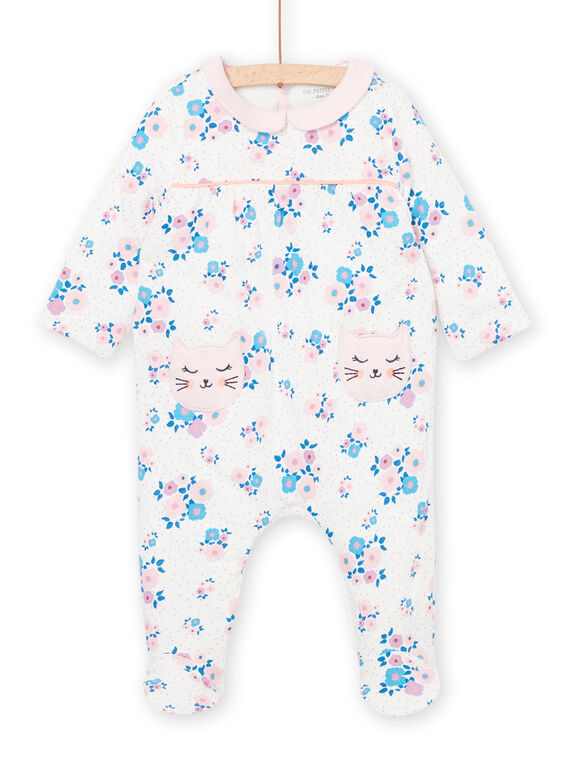 Pelele con estampado floral y de gatos. PEFIGREAOP / 22WH1326GRE001