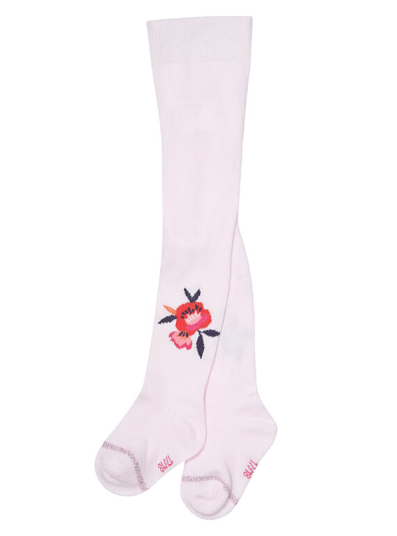 Leotardos de color rosa pastel con estampado floral en el lateral para bebé niña JYIVICOL1 / 20SI09D1COLD310