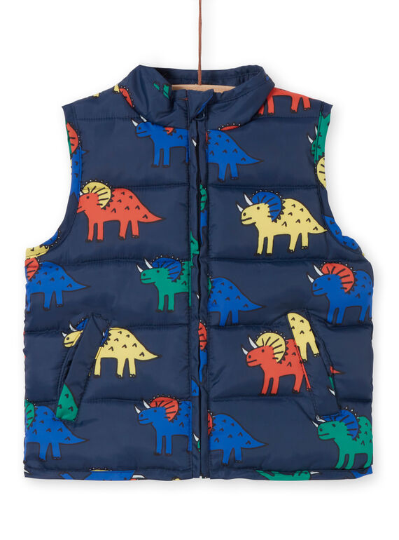 Anorak reversible sin mangas de color azul y rojo con estampado de dinosaurio LOGROIMP1EX / 21S902R6BLO705