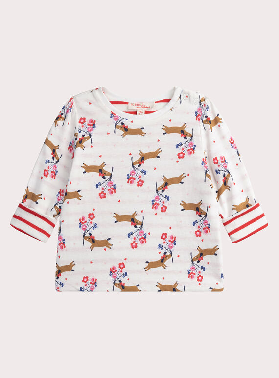 Camiseta reversible color crudo para bebé niña WIKATEE / 25SG0931TMLA001