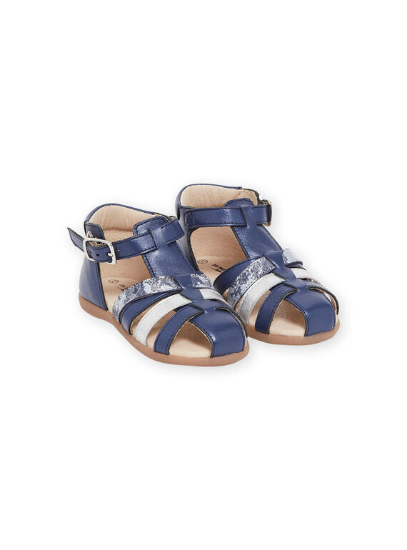 Sandalias altas de piel de color azul marino RISANDBLUE / 23KK3766D0E070