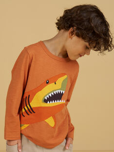 Camiseta de color rojizo con estampado de tiburón para niño NOVITEE2 / 22S902M1TML408