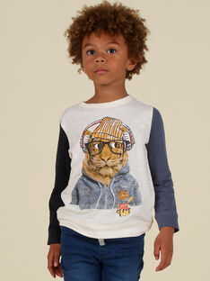 Camiseta de manga larga tricolor con estampado de tigre personalizado para niño MOHITEE2 / 21W902U1TML002