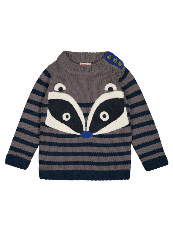 Jersey de felpilla de rayas de color gris y azul marino GOBLAPUL / 19W902S1PULJ921