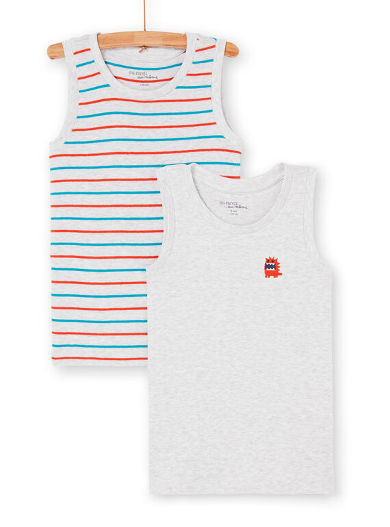 Pack de 2 camisetas de tirantes de color gris jaspeado y rojo, para niño LEGODELMON / 21SH1222HLIJ920