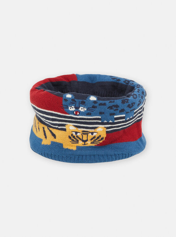 Cuello azul con estampado de felinos SYOGROSNO2 / 23WI0293SNO705