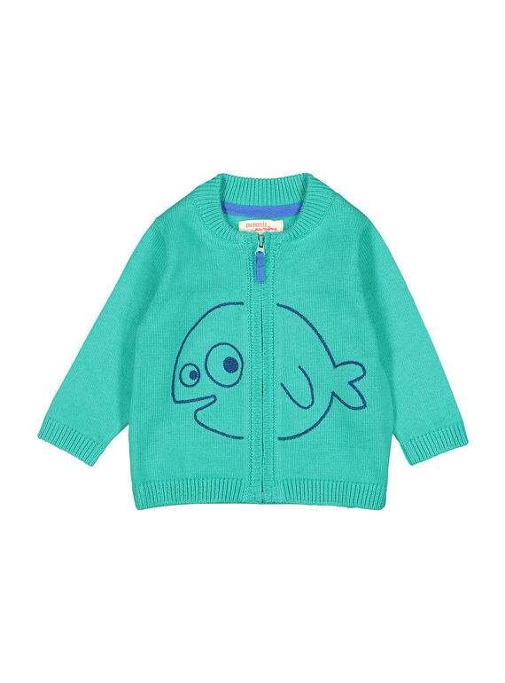 Cárdigan de punto con cremallera de color verde para bebé niño FUJOGIL4 / 19SG1034GIL210