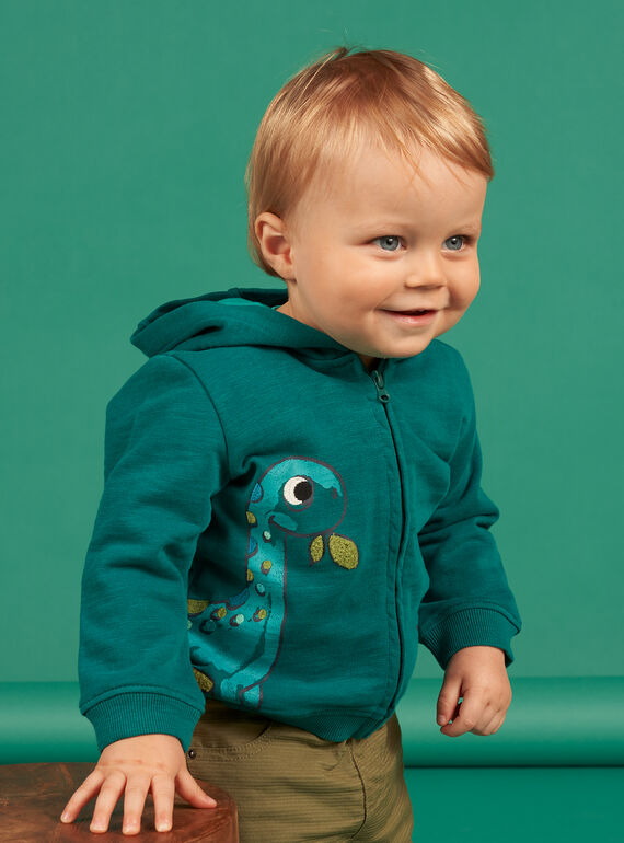 Cárdigan de color azul pato con estampado de dinosaurio para bebé niño NUGAGIL / 22SG10O1GIL714
