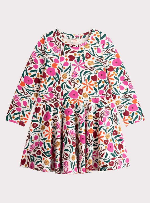 Vestido crudo con estampado de flores para niña VAKOROB3 / 24W90131ROB114