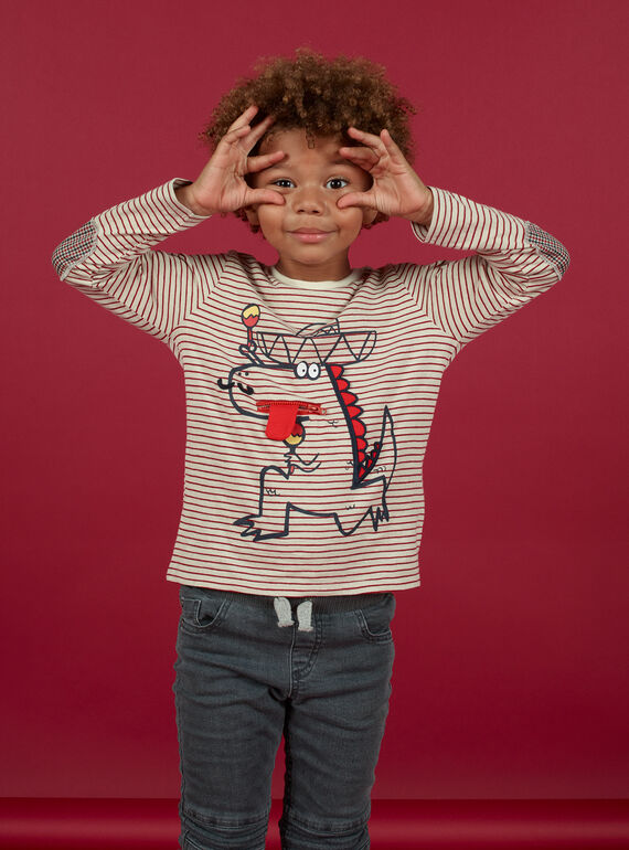 Camiseta de manga larga de rayas con para niño MOFUNTEE4 / 21W902M1TML810