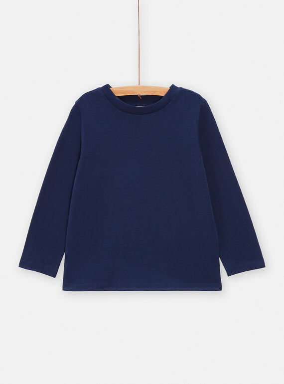 Camiseta azul marino lisa para niño TOESTEE2 / 24S902V1TML070