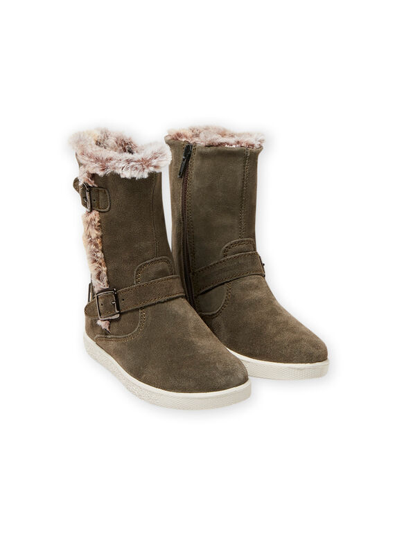 Botas forradas de piel vuelta de color verde caqui para niña MABOTTEKAKI / 21XK3585D10604