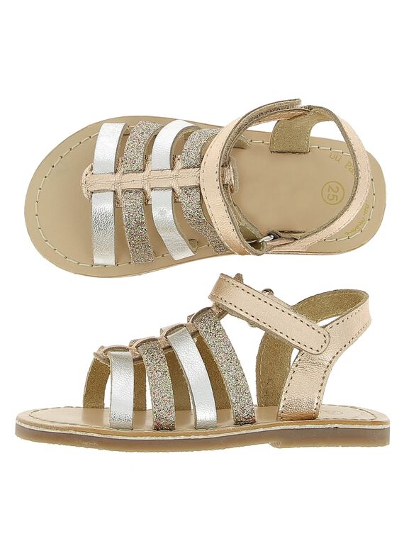 Baby girls' leather sandals CBFSANDGLI / 18SK37W3D0E954