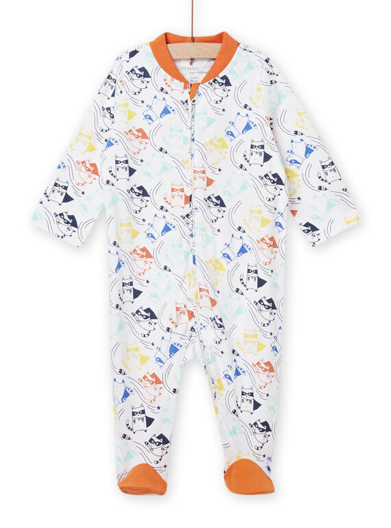 Pelele blanco con estampado de mapache para bebé niño NEGAGRELAV / 22SH14G6GRE000