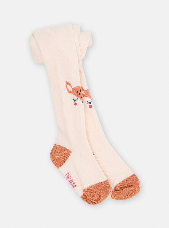 Leotardos rosa y naranja con estampado de caras de cervatillo para bebé niña SYIJOCOL3 / 23WI09M7COL318