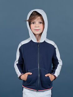 Sudadera de color azul marino y gris jaspeado con capucha para niño MOJOJOH1 / 21W90212JGH705