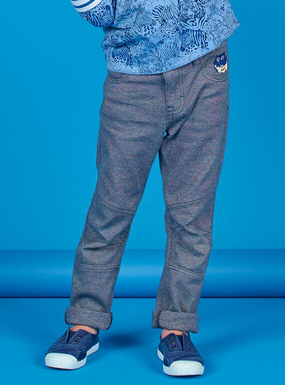 Pantalón de punto de color azul noche y gris jaspeado para niño LOBLEPAN2 / 21S902J2PAN705