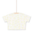 Camiseta blanca de manga corta con estampado floral y cara de cebra bordada para niña LABONTI3 / 21S901W2TMC000