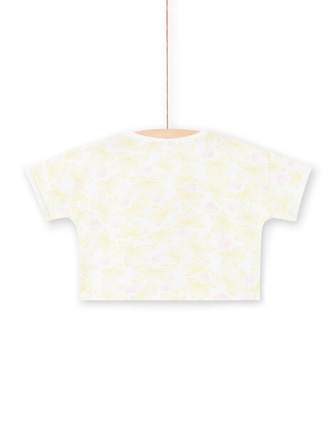 Camiseta blanca de manga corta con estampado floral y cara de cebra bordada para niña LABONTI3 / 21S901W2TMC000