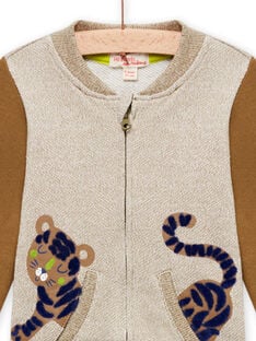Cárdigan beige jaspeado y marrón con estampado de tigre para bebé niño MUKAGIL / 21WG10I1GIL604