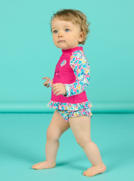 Camiseta y braga de bikini rosa con estampado floral para bebé niña NYIENS / 22SI09L3MAID317