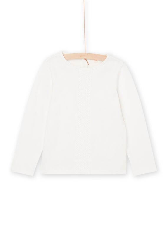 Camiseta blanca de manga larga con encaje PAJOSTEE2 / 22W901D3TML001