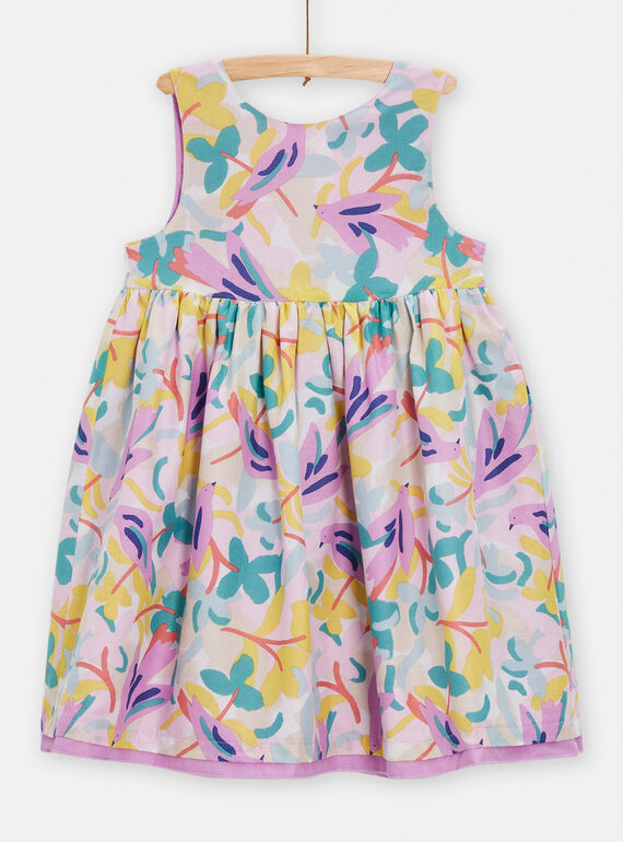 Vestido reversible de color crudo con estampado de pájaros para niña TAPOROB3 / 24S901M2ROB001