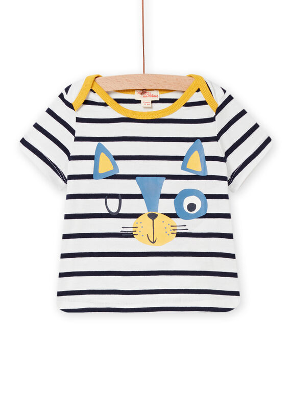 Camiseta de manga corta crudo y negro para bebé niño 22SG10C4TMC001