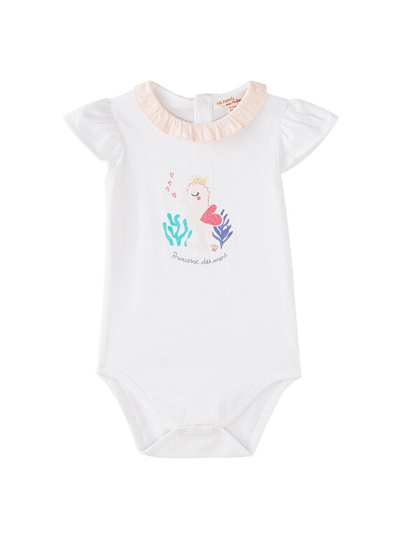 Body de color blanco con cuello avolantado para bebé niña JICEABODY / 20SG09N1BOD000