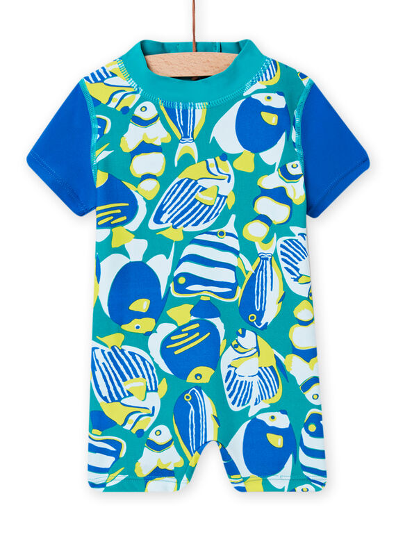 Mono de baño azul caribe con estampado de pez para bebé niño NYUCOMUVEX2 / 22SI10L5MAIC242